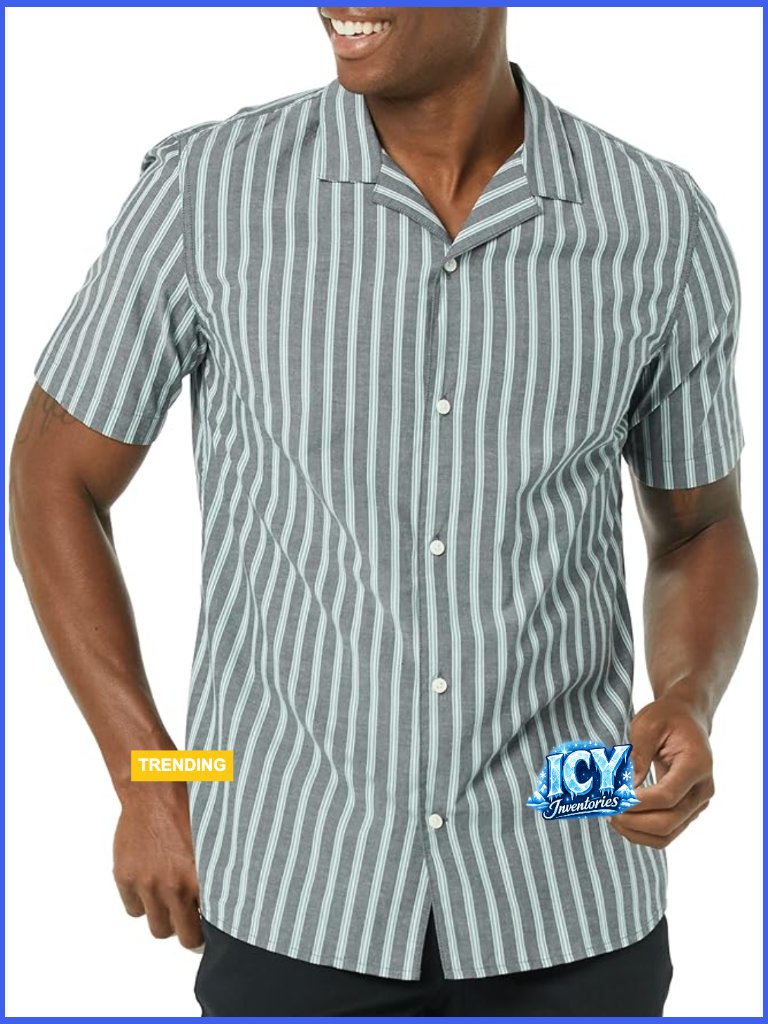 Men's Slim Fit Cotton Button-Down Short Sleeve Resort Shirt